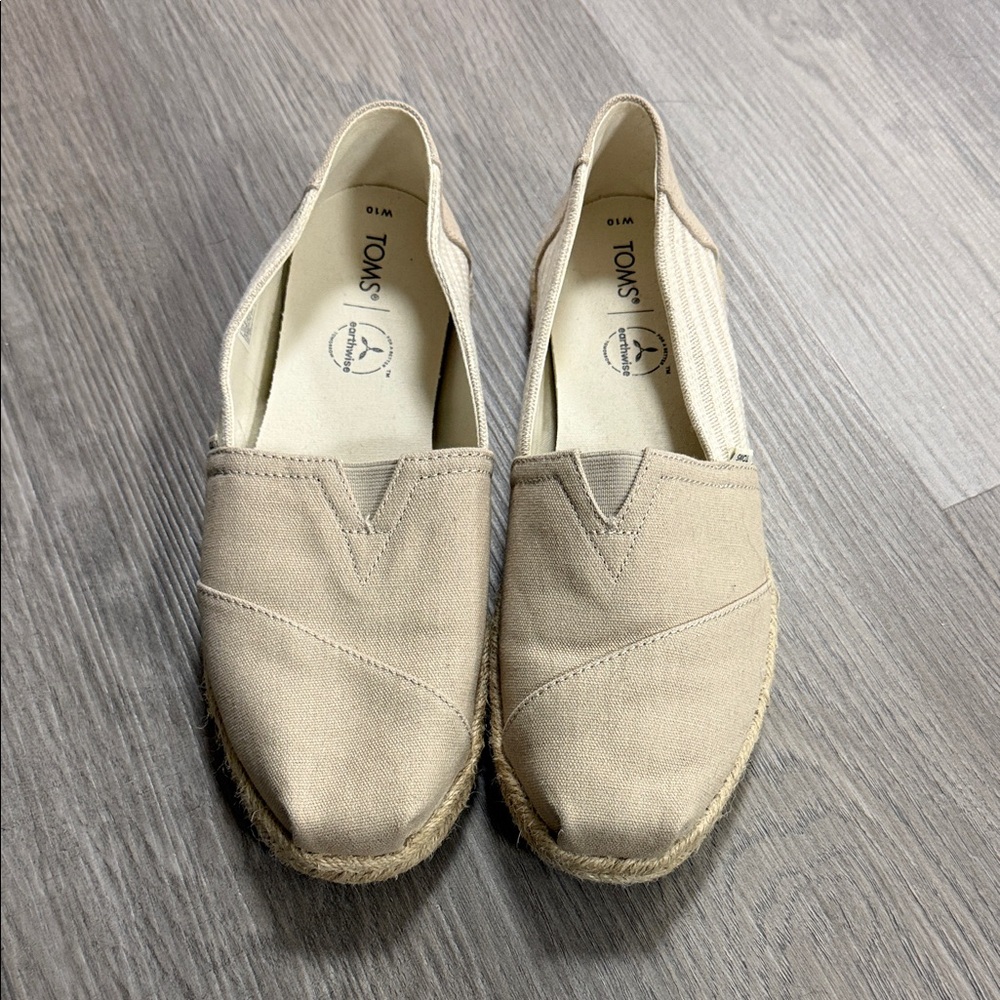 TOMS Tan Canvas Slip-On Shoes